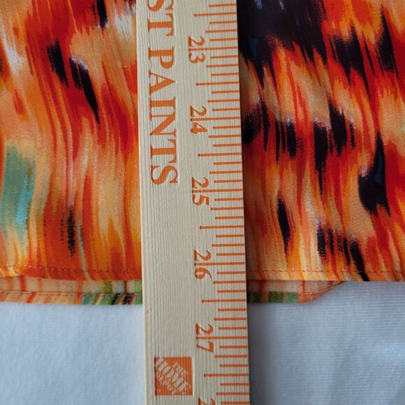 Zac & Rachel Womens Blouse Size XL Orange Abstract Roll Tab Sleeve Office Career - Picture 11 of 11